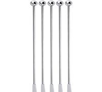 Sirxlevcy 5 Pcs Reusable Swizzle Sticks Coffee Stirrers Beverage Stir Sticks Stainless Steel Cocktail Swizzle Sticks Silver Straight Rod Blender