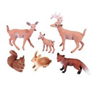 Sirxlevcy 6 Pieces Animals Figures Creatures Figurines Squirrel Deer Family Figurines Miniature Toys