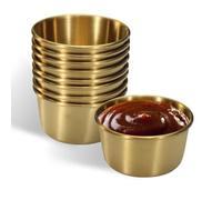 Sirxlevcy 6Pcs 2 Oz Stainless Steel Dipping Sauce Cup, Mini Dip Bowls, Reusable Metal Condiment Cups Ramekins Containers Easy to Use 4.5 X 3.3 X 5.8cm (Gold)
