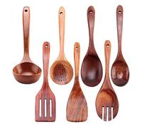 Sirxlevcy 7 PCS Teak Wooden Kitchen Cooking Utensils, Non-Stick Spoons and Spatula Cookware for