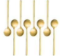 Sirxlevcy 8 Packs, Gold-Plated Stainless Steel Coffee Spoon, Mini Teaspoon for Coffee Sugar Dessert Cake Ice Cream