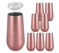 Sirxlevcy 8 Packs Stemless Champagne Flutes Wine Tumbler, 6 OZ Double-Insulated Wine Tumbler with Lids Unbreakable Cocktail Cups
