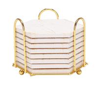 Sirxlevcy 8 PC Coasters for Drinks Absorbent with Holder Marble Design Ceramic Coaster Set Super Absorbent Hot and Cold Drink