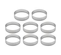 Sirxlevcy 8Pcs Stainless Steel Tart Ring, Heat- Perforated Cake Mousse Ring Round Double Rolled Tart Ring Metal Mold 8cm