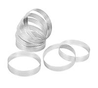 Sirxlevcy 8Pcs Stainless Steel Tart Ring, Heat- Perforated Cake Mousse Ring Round Double Rolled Tart Ring Metal Mold 10cm