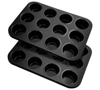 Sirxlevcy Carbon Steel Muffin Tray Muffin Baking Mould Pack Of 2 For 12 Muffins, Non-Stick Coated Muffin Tray