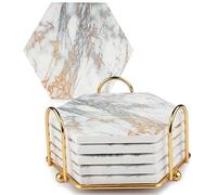 Sirxlevcy Coasters for Drinks Absorbent,Drink Coasters for Wooden Table with Metal Holder,Rustic Home Decor for Living Room Bar