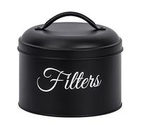Sirxlevcy Coffee Filter Holder, Basket Coffee Filter Storage with Lid, Round Coffee Filter Container for Counter,Black