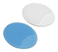 Sirxlevcy Exfoliating and Massaging Cradle Cap Silicon Brush for Baby,Blue and White 2 Pack