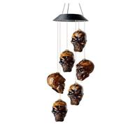 Sirxlevcy Halloween Skull Skeleton LED Solar Wind Chimes for Outside for Halloween Outdoor Porch Yard Garden Easy Install