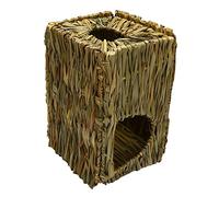 Sirxlevcy Natural grass Toy, Hand Woven Guinea Pig Ferret Folding Straw Grass House