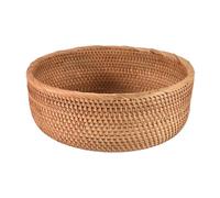 Sirxlevcy Natural Rattan Round Fruit Basket Wicker Tabletop Bread Serving Tray Weaving Food Storage Bowls(Large, 1Pcs)