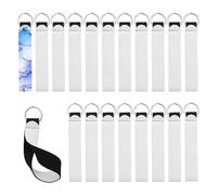 Sirxlevcy Pack of 20 Empty Key Fob Sublimation Blanks Neoprene Key Ring Set Blanks Sublimation Bracelet Pendant Blanks with Key Ring Set