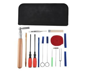 Sirxlevcy Piano Tuning Kit 16Pcs Professional Piano Tuners Tools Set Wrench Hammer Mute Fork Screwdriver Belt Tweezers Clip