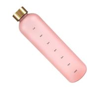 Sirxlevcy Plastic Space Cup Large-Capacity Transparent Frosted Water Cup Copper Lid Water Bottle with Time Marker 1000ML Pink