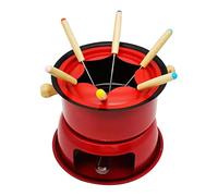 Sirxlevcy Red Stainless Steel Fondue Pot Set Cheese Chocolate Fondue 6 Dipping Forks and Removable Pot Melts Candy Sauce Dip