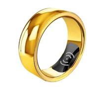 Sirxlevcy Smart Ring Health Monitor for Men Women Bluetooth Blood Pressure Heart Rate Sleep Monitor Ip68 Waterproof Easy to Use (Gold)