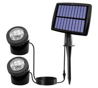 Sirxlevcy Solar Pond Spotlights, LED Solar Underwater Lights with Dual Head Waterproof Submarine Landscape Spotlight Lighting C