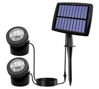 Sirxlevcy Solar Pond Spotlights, LED Solar Underwater Lights with Dual Head Waterproof Submarine Landscape Spotlight Lighting A