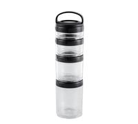 Sirxlevcy Stackable Snack Containers for Kids and Adult, 4 Stackable Snack Cups for School and Travel Transparent Black Easy to Use