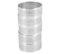 Sirxlevcy Stainless Steel Perforated Tart Ring, 5Pcs 5cm Perforated Cake Mousse Ring, DIY Round Tart Rings for Baking Dessert Ring