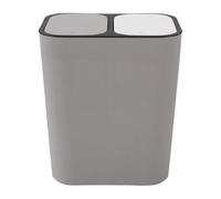 Sirxlevcy Trash Can Rectangle Plastic Push-Button Dual Compartment 12 Liter Recycling Waste Bin Garbage Can-Grey