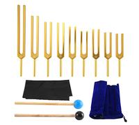 Sirxlevcy Tuning Fork Set - 9 Tuning Forks for Healing Chakra,Sound Therapy,Keep Body,Mind and Spirit in Perfect Harmony- Gold