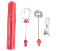 Sirxlevcy USB Rechargeable Electric Whisk Egg Beater Handheld Coffee Blender Household Milk Shaker Mixer Frother Foamer Red