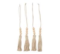 Sirxlevcy Wood Bead Garlands,Farmhouse Beads Tassels, Rustic Country Decor Prayer Beads for Home Door Knob Decor(4Pcs)