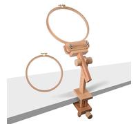 Sirxlevcy Wooden Embroidery Hoop Holder 360 Degree Rotation Adjustable Desktop Stand Rack,with Embroidery Hoop