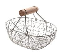 Sirxlevcy Wooden Handle Metal Retro Basket Portable Multi-Function Vegetable Fruit Egg Groceries Practical Storage Basket Organizer White