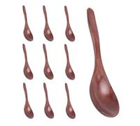 Sirxlevcy Wooden Spoons, 10 PCS Wood Soup Spoon Set, Long Handle Natural Wood Table Spoons for Eating Mixing Stirring Cooking - 7.3 Inches
