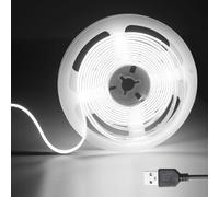 SIRYYUI COB USB LED Light Strip,5V Led Strip 640LEDs/2M, 6000K Daylight White USB Led Light, CRI90+,8MM Width Led Strip Lights for TV Backlight,Mirror backlighting,Home DIY Lighting