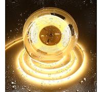 SIRYYUI COB Waterproof LED Strip Light IP65 5M,2700K Warm White,480LEDs/M High Density 24V Dotless Tape Light,CRI90+,Self-Adhesive Strip Lights Perfectly Bathroom,Kitchens Decor (No Power Supply)