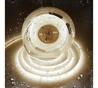 SIRYYUI COB Waterproof LED Strip Light IP65 5M,4000K Natural White,480LEDs/M High Density 24V Dotless Tape Light,CRI90+,Self-Adhesive Strip Lights Perfectly Bathroom,Kitchens Decor (No Power Supply)