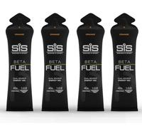 SIS Beta Fuel Energy Gels for Cycling Running Triathlon - Dual-Source Carbohydrate Blend - 40 g of Carbs - Gluten-Free - Informed Sport Certified - 4 Pack (4 Pack, Orange)