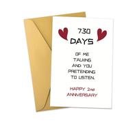 Sisadodo 2 Year Anniversary Card for Husband Wife 2 Years Anniversary Card for Girlfriend Boyfriend 2nd Wedding Gift Cards for Couples Paper Gifts for Him Her 730 Days Cards