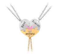 Sisadodo Best Friends Birthday Gifts for Women Men Long Distance Friendship Gifts for Friend Leaving Gift for Bestie Best Friends Forever Engraved Bff Matching Love Heart Necklace for 3 Girls