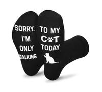 Sisadodo Cat Lover Gifts for Women Men Paw Print Socks for Cat Dad Mum Birthday Bday Gifts for Pet Lovers Funny Novelty Socks for Pet Owners Black Animal Sock for Boys Girls