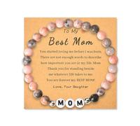 Sisadodo Christmas Birthday Gifts for Mom Mama Charm Bead Bracelet for Grandma I Love You Gifts for Aunt Long Distance Gifts for Women, S, Stone, no gemstone