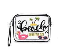 Sisadodo Clear Plastic Bags for Beach Lover Holiday Gifts for Women Men Clear Travel Makeup Bag for Handbag Suitcase Waterproof Transparent Cosmetic Toiletry Bag for Beach Survival Kit with Strap