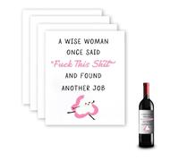 Sisadodo Colleague Coworker Leaving Gifts for Women Funny New Job Gifts for Friends FCK This Sht Print Wine Water Bottle Lables for Farewell Party Wine Glass Stickers for Celebration 4PCS