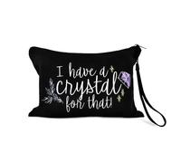 Sisadodo Crystal Birthday Gifts for Crystal Fan Lover Crystalthemed Healing Spiritual Magic Storage Bag for Women Men Black Crystals Makeup Storage Pouch for Crystals Fans with Anti Loss Strap
