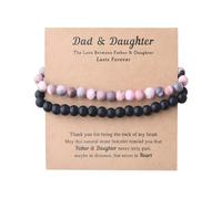Sisadodo Dad Daughter Bracelet for 2 Birthday Father's Day Gifts for Men Father Daughter Graduation Gifts for Women, S, Stone, no gemstone