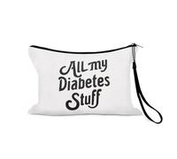 Sisadodo Diabetic Gifts for Dad Mum Diabetes Support Gifts Bag for Women Men All My Diabetes Stuff Print Small Week Care Pouch for Diabetics Emergency Kit Storage Bags with Anti-Loss Hand Strap