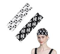 Sisadodo Elastic Sports Headbands for Men Women Wide Moisture Wicking Sweat Bands for Football Team Club Athletic Workout Non Slip Running Football Hair Bands for Men Boys Girls 2Pcs