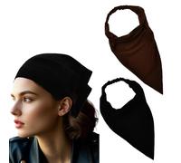 Sisadodo Floral Hair Scarf Headbands for Women Elastic Black Hair Bandanas for Teen Girls Fashion Triangle Headscarf Headband, Black White, S