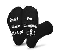 Sisadodo Funny Socks for Friends Don't Wake Me Up I'm Charging Print Gift Socks for Brother Nephew Novelty Birthday Gifts for Son Daughter Breathable Cotton Christmas Sock for Men Women