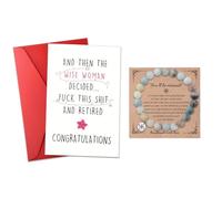 Sisadodo Going Away Gifts Card for Men Women Coworker Natural Stone Bracelet with Card Box Farewell Retirement Inspirational Gifts, S, Stone, no gemstone