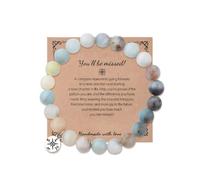 Sisadodo Going Away Gifts for Men Women Coworker Natural Stone Bracelet for Farewell Retirement Gift for Colleague Inspirational Gifts, S, Stone, no gemstone